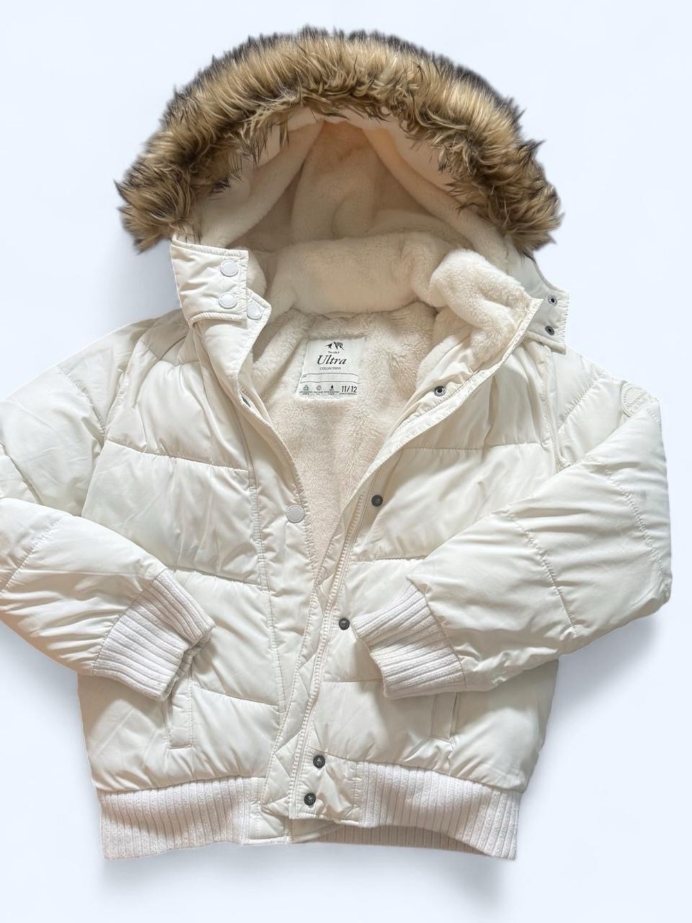 Kids Abercrombie and Fitch Puffer Jacket with Faux Fur Hood